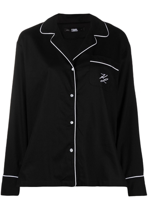Karl Lagerfeld logo embroidered pajama top - Black
