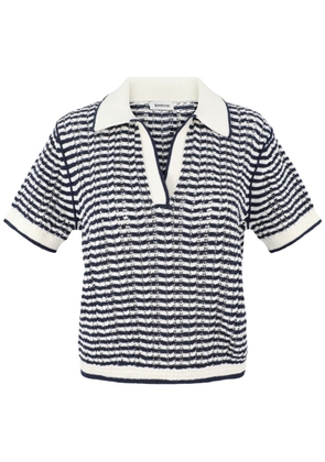 Simkhai stripe-pattern knitted polo shirt - Blue