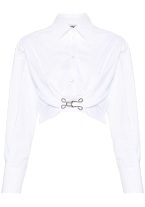 MOSCHINO JEANS poplin cropped shirt - White