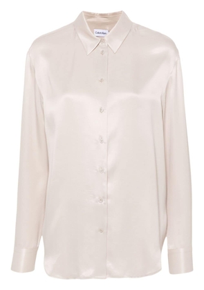 Calvin Klein button-up satin shirt - Neutrals