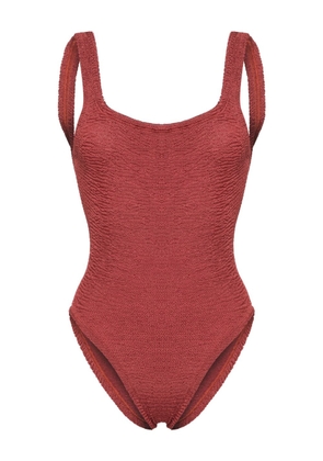 Hunza G square-neck shirred swimsuit - Pink