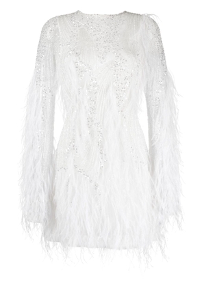 Rachel Gilbert Aster feather-detailing dress - White