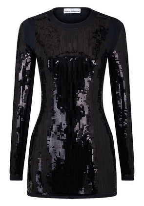 Rabanne sequin-embellished long-sleeve dress - Black