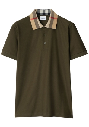 Burberry checkered-collar cotton polo shirt - Green