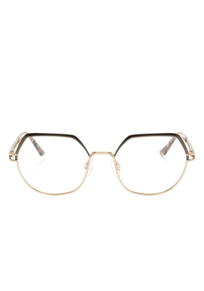 Cazal perforated-detailing oval-frame glasses - Gold