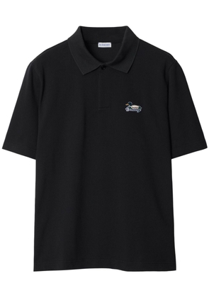 Burberry logo-patch cotton polo shirt - Black