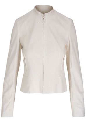 Akris Punto perforated zip-up leather jacket - Neutrals