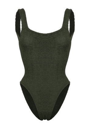 Hunza G square-neck shirred swimsuit - Green