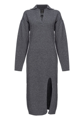 PINKO spread-collar knitted midi dress - Grey