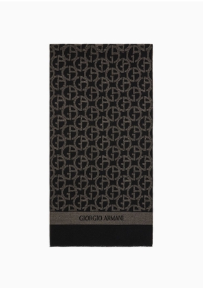 OFFICIAL STORE Wool Scarf With Jacquard Monogram