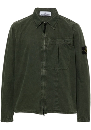 Stone Island Compass-badge cotton shirt jacket - Green