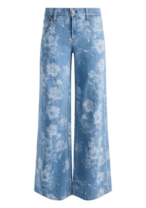 alice + olivia Trish floral-print wide-leg jeans - Blue