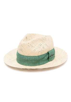 Kiton logo-embroidered straw hat - Neutrals