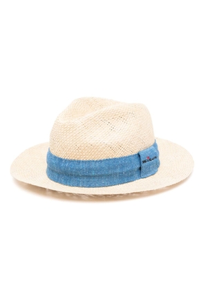Kiton logo-embroidered straw hat - Neutrals