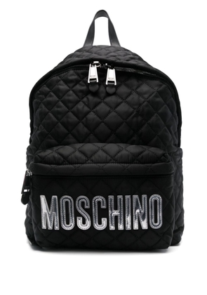 Moschino logo lettering quilted backpack - Black