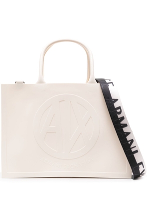 Armani Exchange large logo-embossed tote bag - White