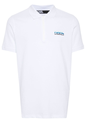 Karl Lagerfeld rubberised-logo polo shirt - White