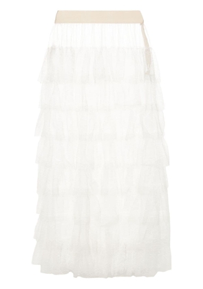Uma Wang Gram ruffled lace skirt - White