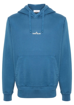 Stone Island logo-print cotton hoodie - Blue