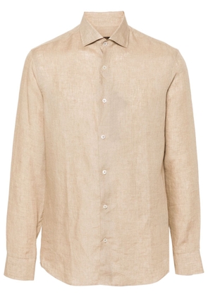 Moorer classic-collar linen shirt - Brown
