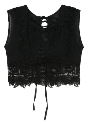 MAURIZIO MYKONOS corded-lace cropped blouse - Black