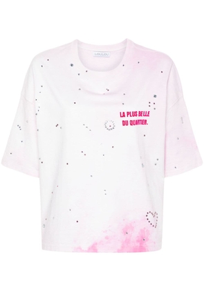 Loulou crystal-embellished washed T-shirt - Pink