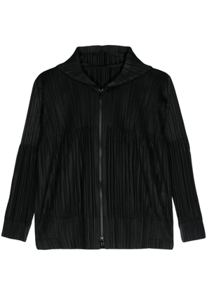 Pleats Please Issey Miyake plissé-effect hooded jacket - Black