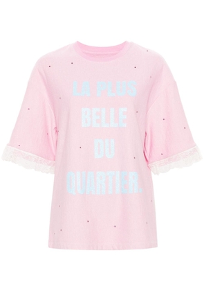Loulou crystal-embellished cotton T-shirt - Pink