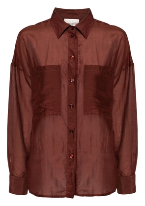 Semicouture long-sleeve cotton blend shirt - Brown
