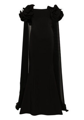 Ana Radu floral-appliqué dress - Black