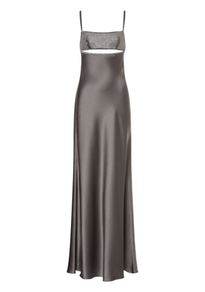 Alberta Ferretti crystal-embellished satin gown - Grey