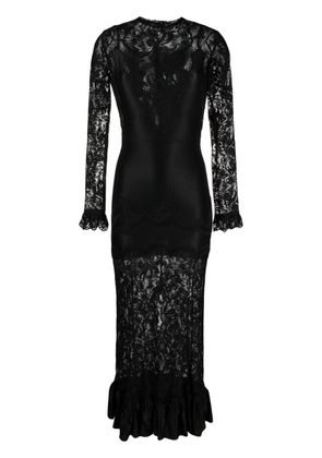 Rabanne ruffled lace-panelled maxi dress - Black