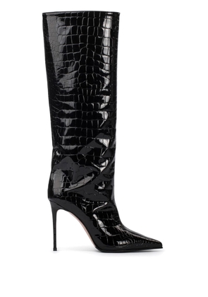 Le Silla Eva 120mm croc-embossed leather boots - Black