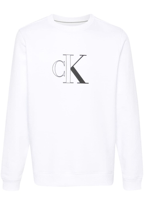 Calvin Klein logo-print jersey hoodie - White