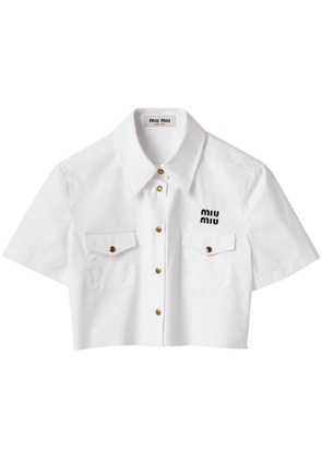 Miu Miu logo-embroidered cotton shirt - White