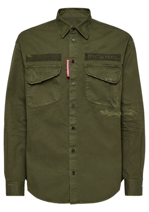 DSQUARED2 logo-embroidered stitching-detailed shirt - Green
