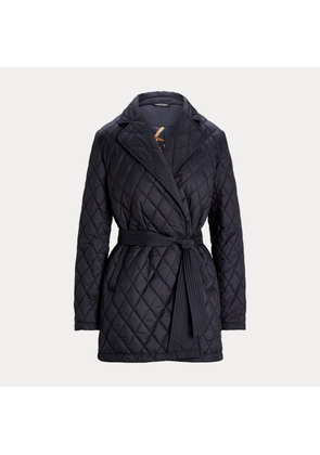 Diamond-Quilted Wrap Coat