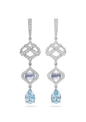 Boodles White Gold, Diamond And Aquamarine Woodland Drop Earrings