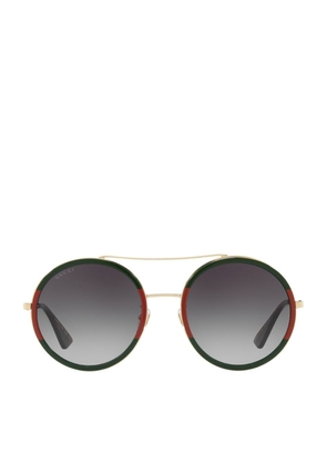 Gucci Stripe Oval Pilot Sunglasses