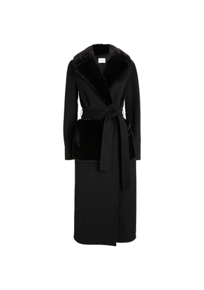 Yves Salomon Wool-Cashmere Fur-Trim Coat