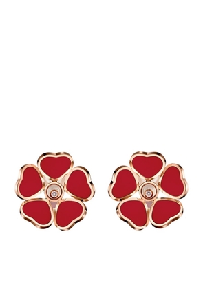 Chopard Rose Gold And Diamond Happy Hearts Flowers Clip-On Earrings