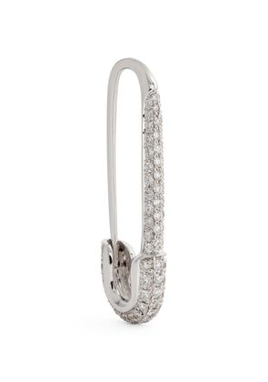 Anita Ko White Gold And Diamond Safety Pin Single Left Earring