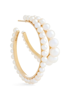 Sophie Bille Brahe Yellow Gold And Pearl Boucle Perle Single Left Hoop Earring