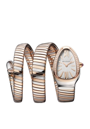 Bvlgari Rose Gold, Stainless Steel, Diamond And Rubellite Serpenti Tubogas Watch 35Mm