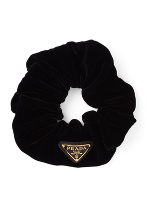 Prada Cotton-Velvet Logo Scrunchie