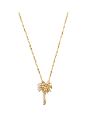 Anita Ko Small Yellow Gold And Diamond Palm Tree Pendant Necklace