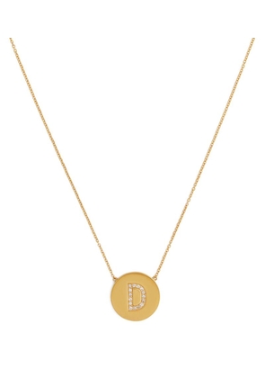 Jennifer Meyer Yellow Gold And Diamond Letter Disc D Necklace