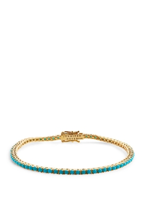 Jennifer Meyer Yellow Gold And Turquoise 4-Prong Tennis Bracelet