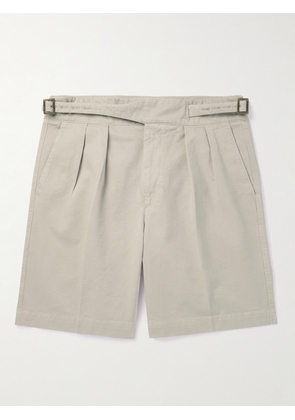 Rubinacci - Straight-Leg Pleated Cotton-Twill Shorts - Men - Neutrals - IT 44