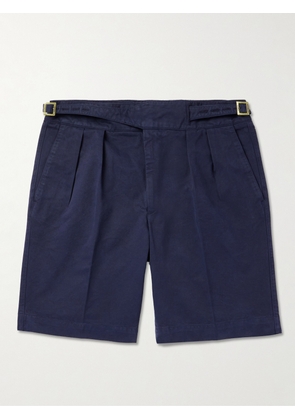 Rubinacci - Straight-Leg Pleated Cotton-Twill Shorts - Men - Blue - IT 44